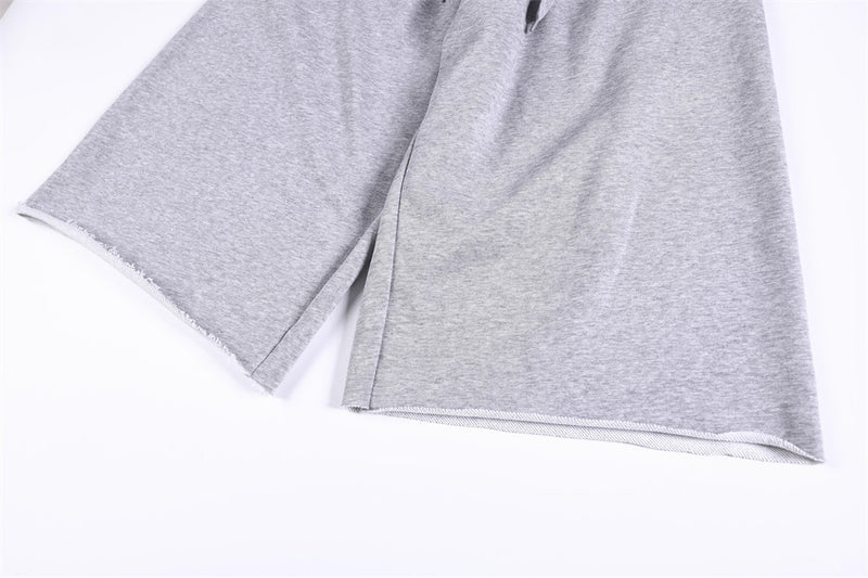 Men's Cross Graphic Colorblock Sweat Shorts – Faux Double-Waist Streetwear