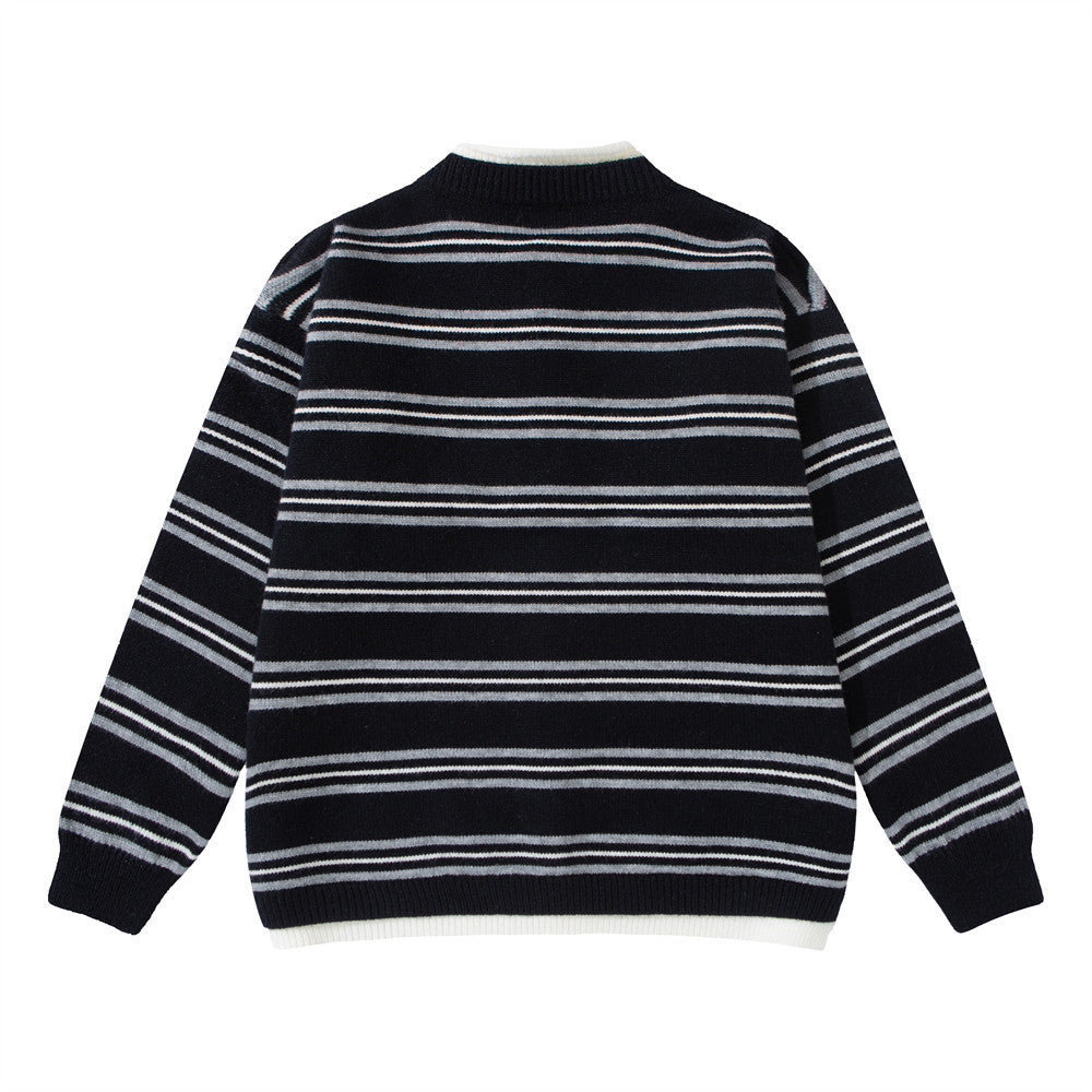 Herren-Strickcardigan mit Streifen und Knopfleiste