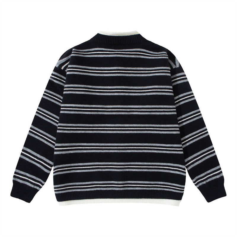 Herren-Strickcardigan mit Streifen und Knopfleiste