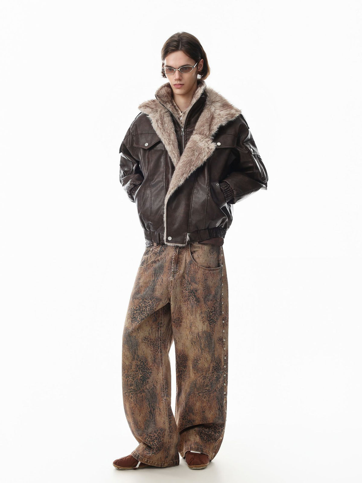 Faux Leather Fur-Lined Bomber Jacket – Cold Weather Motorcycle Jacket with