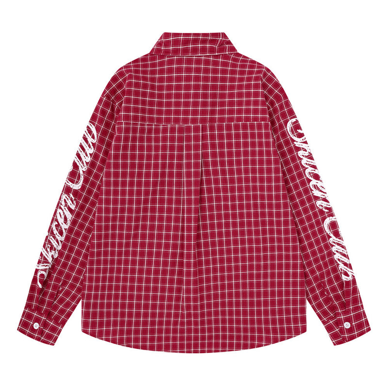 Camisa de cuadros de manga larga para hombre – Estampado gráfico desgastado, corte holgado