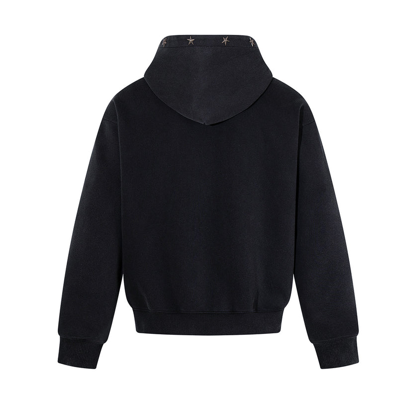 The Basement Union Jack Graphic Zip-Up Hoodie with Star Rivets
