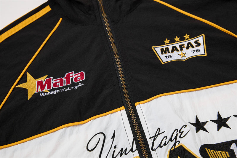Mafa Racing Zip-Up Short Sleeve Track Jacket – Streetwear Colorblock Sport Top