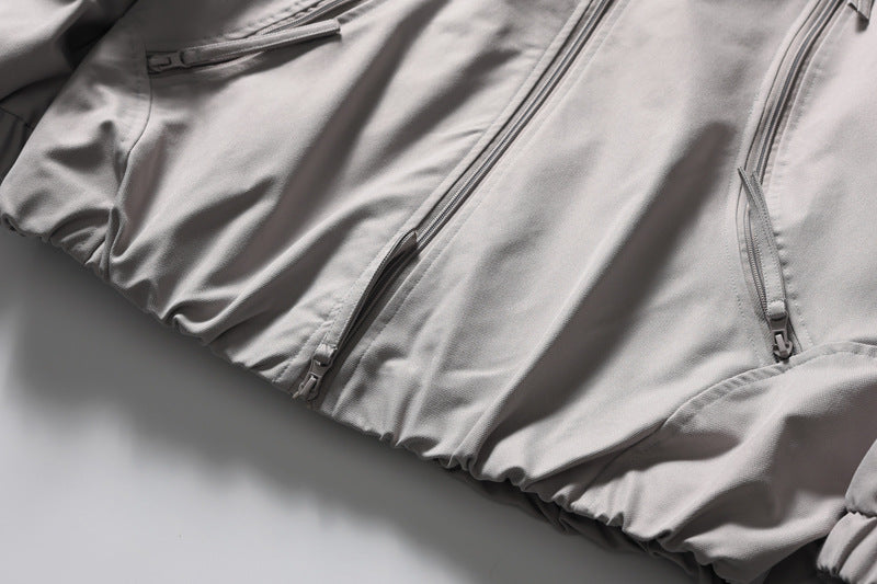 Multi-Zip Stand Collar Oversized Jacket – Relaxed Fit Streetwear Blouson