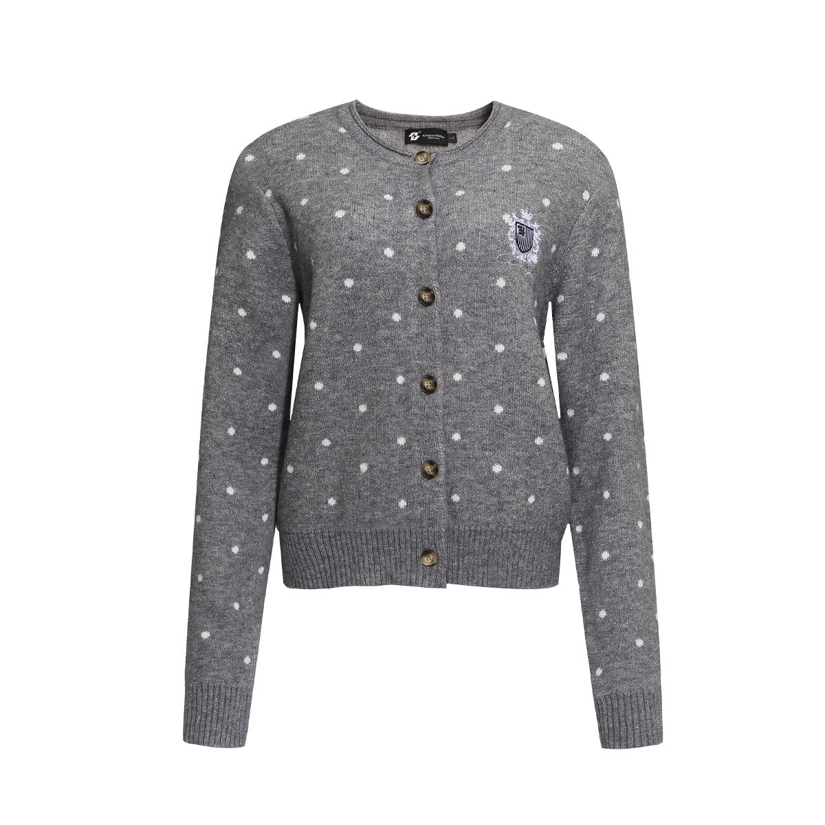 Polka Dot Knit Cardigan Sweater – Cropped Button-Up Vintage Style