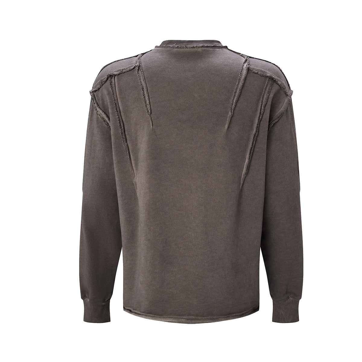 Long Sleeve Acid Wash Shirt with Celestial Print & Raw-Edge Seam Detail