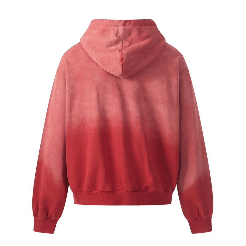 Zip-Hoodie Number 23 mit Karomuster-Applikqué und Stickerei – Gewaschener Streetwear-Look