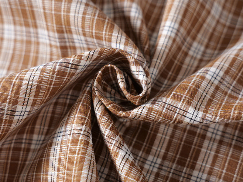 Oversized Plaid Short-Sleeve Shirt with Pearl Star Embroidery