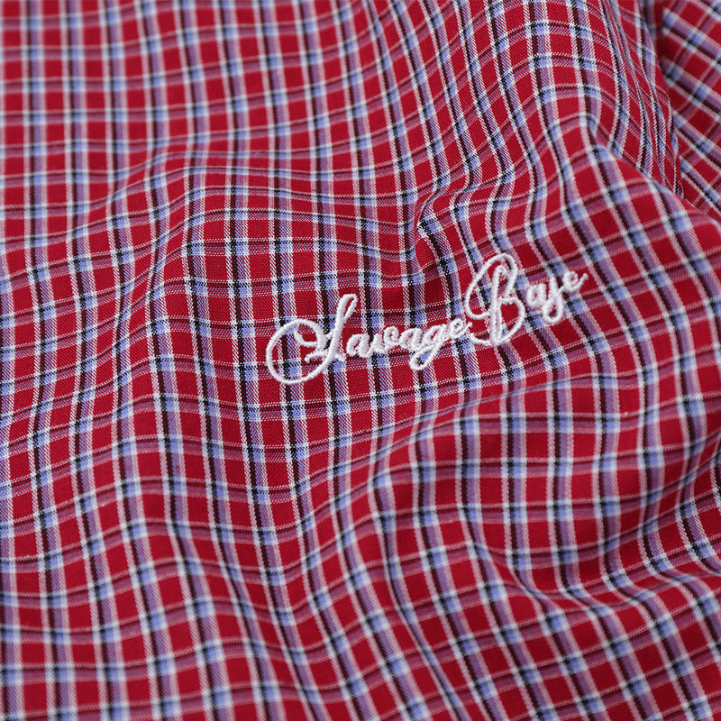 Men's Plaid Long Sleeve Oversized Button-Down Shirt with Drawstring Hem