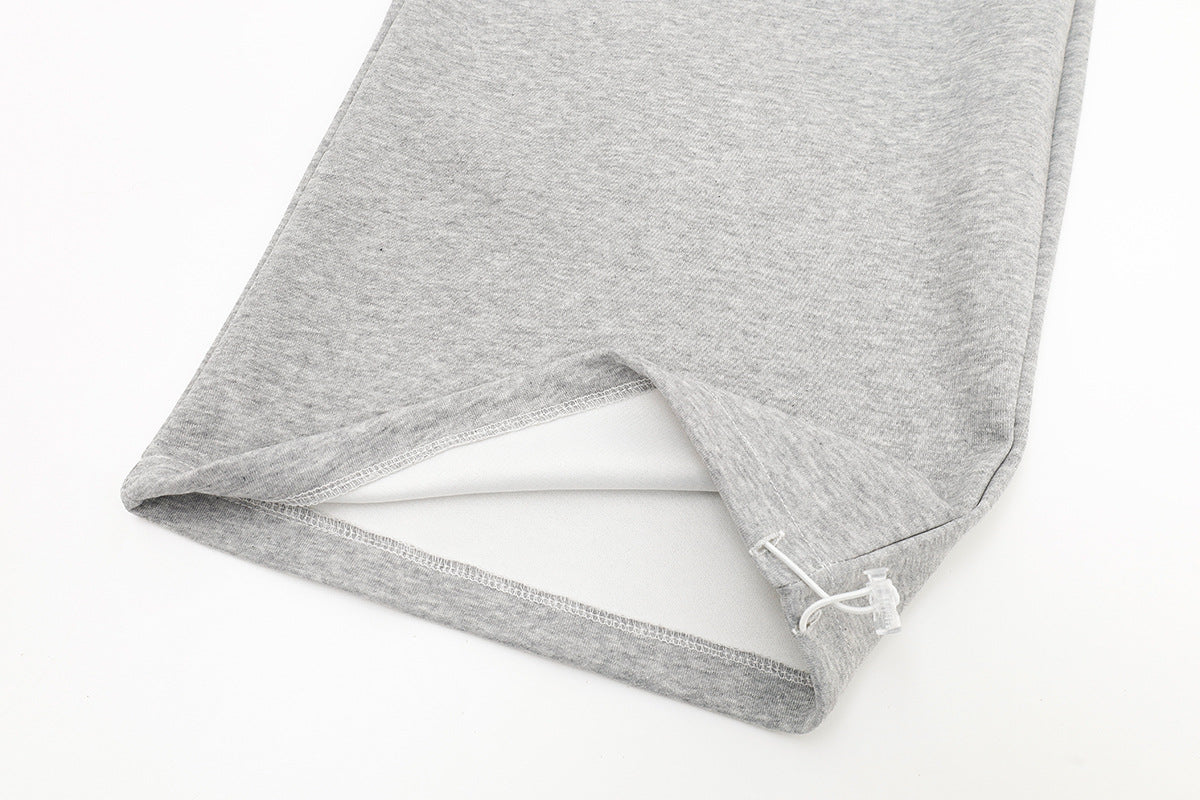 Jogginghose mit weitem Bein und gestreiftem Kontrastbund – Fleecehose mit Relaxed Fit