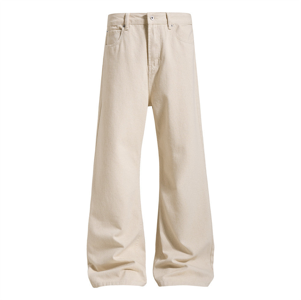 Jeans bootcut à jambes larges pour homme – Denim beige à coupe décontractée