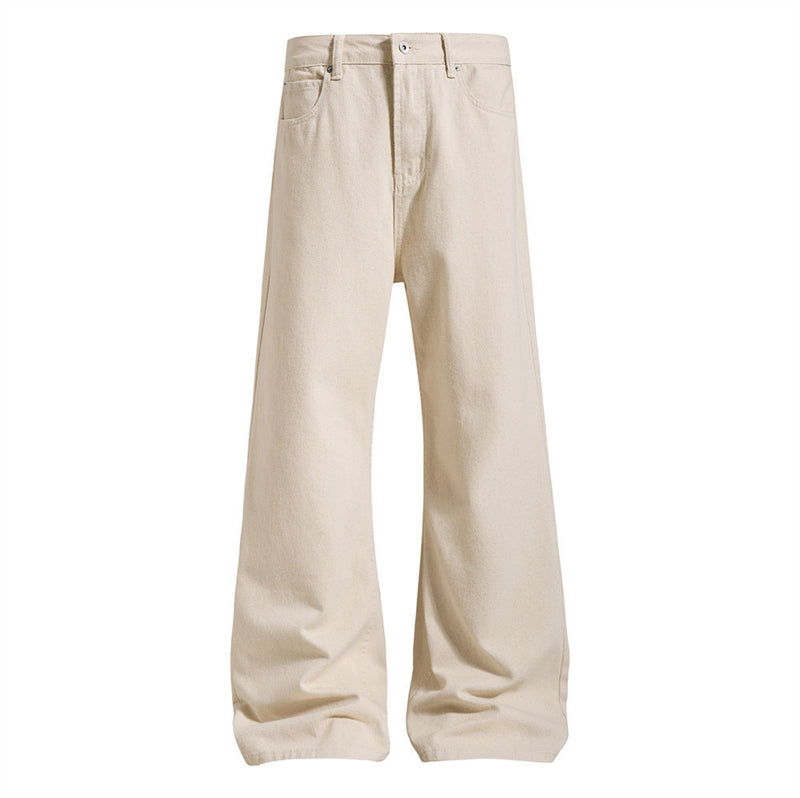 Jeans bootcut à jambes larges pour homme – Denim beige à coupe décontractée