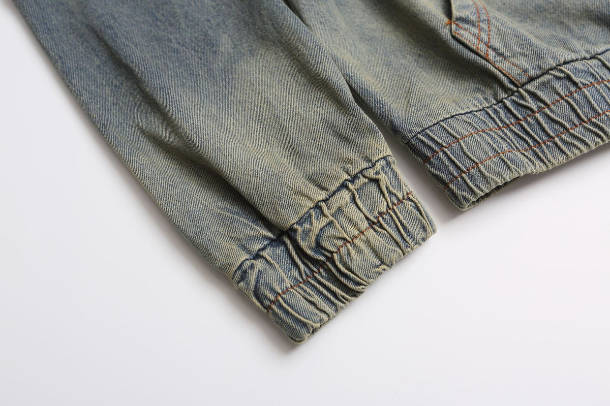 Denim Hoodie Vintage Washed Made Timeless Embroidery Oversized Fit