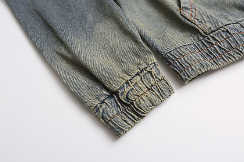 Denim Hoodie Vintage Washed Made Timeless Embroidery Oversized Fit