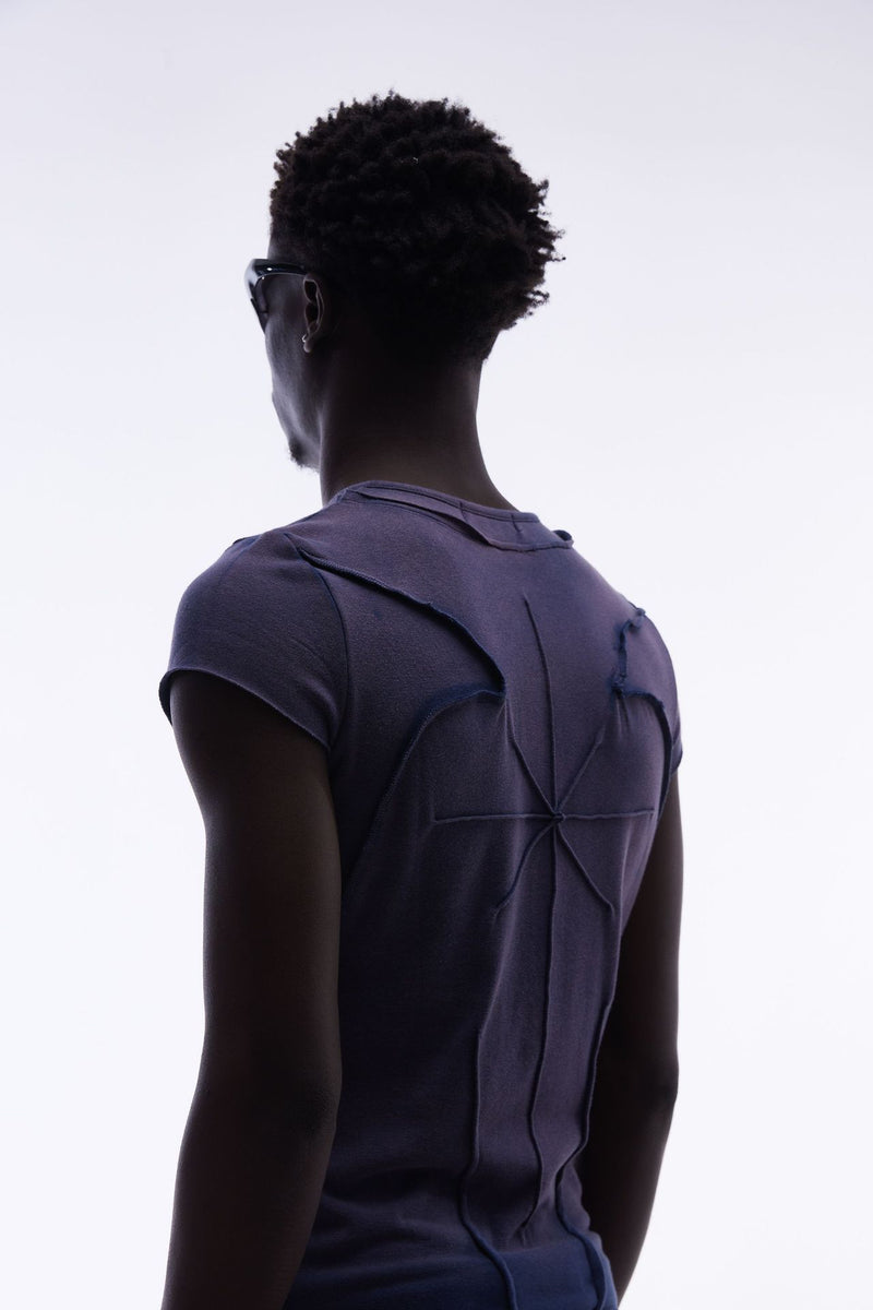 T-shirt manches courtes déconstruit à coutures 3D en relief – Streetwear délavé coupe ajustée