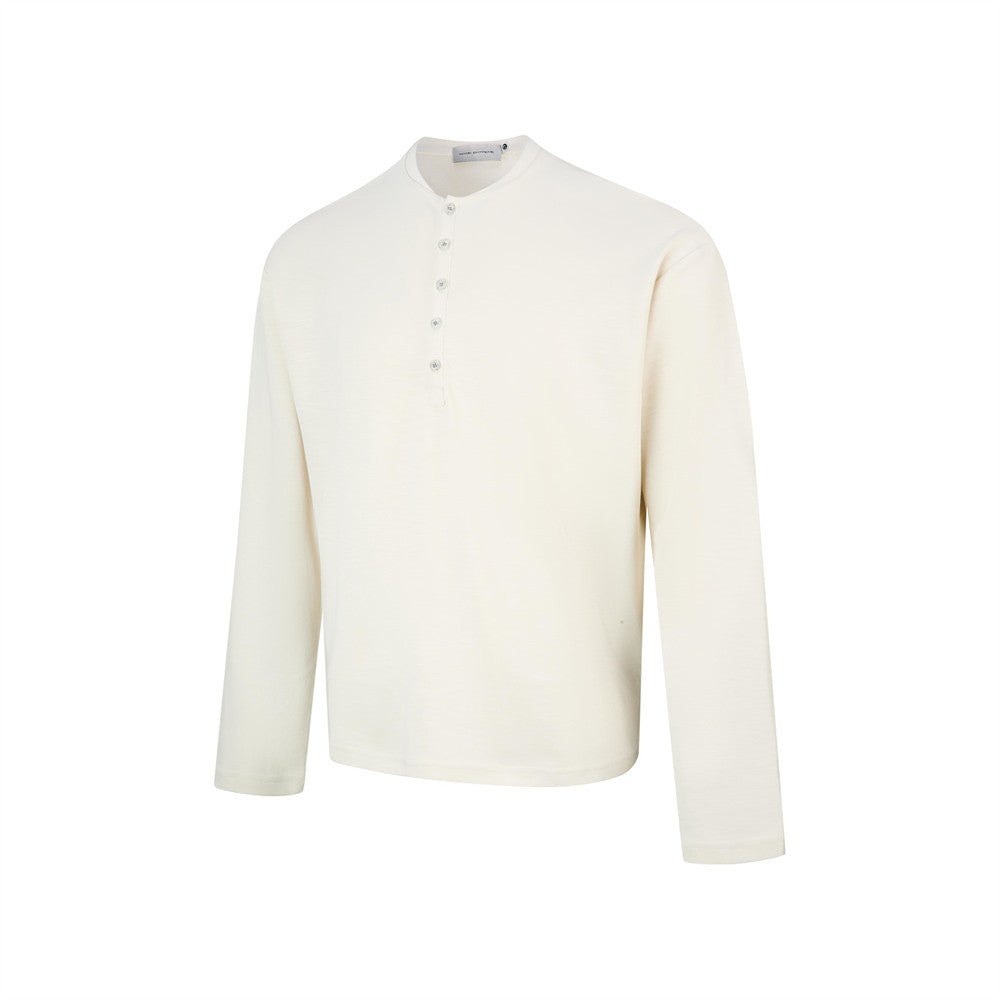 Men's Long Sleeve Henley Shirt – Relaxed Fit Button Placket