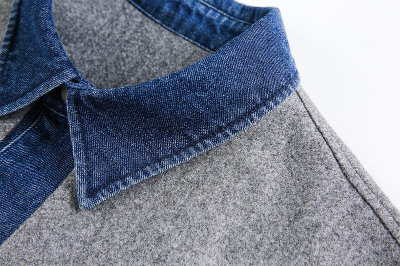 Veste boxy à boutons-pression avec col en denim – Style rétro old money