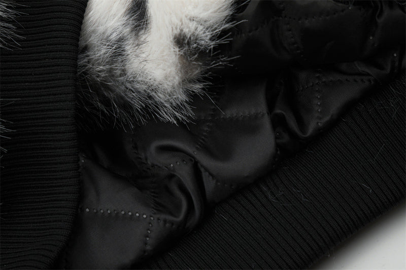 Faux Fur Leopard Print Bomber Jacket – Men's Oversized High-Collar Winter Coat