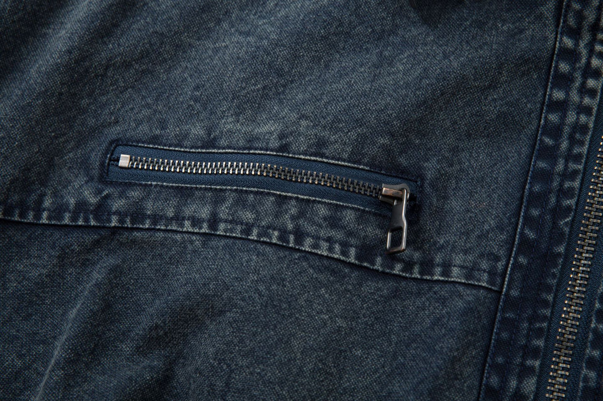 Oversized Washed Denim Jacket – Boxy Belted Hem, Acid-Wash Workwear Style