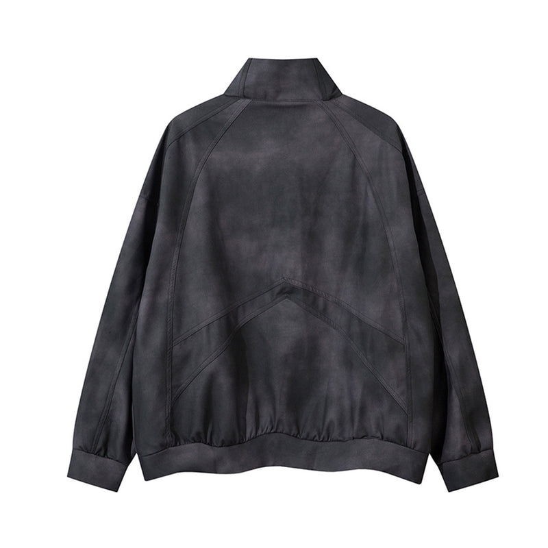 Sweat-shirt SMK à demi-zip – Col montant vintage effet délavé à l’acide