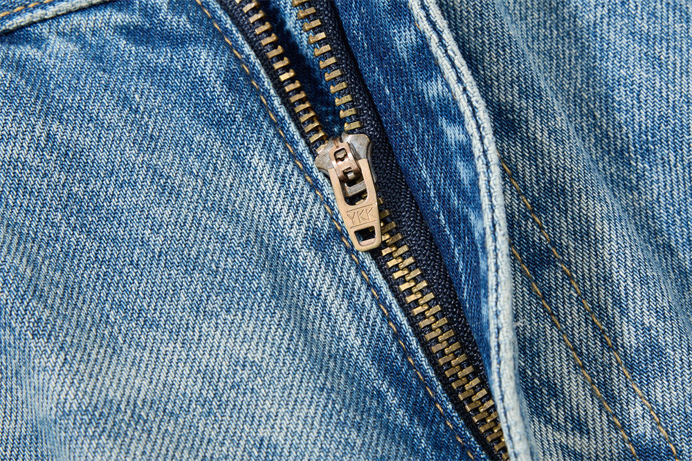 Wide Leg Baggy Jeans – Men's Vintage Washed Light Blue Straight Fit Denim