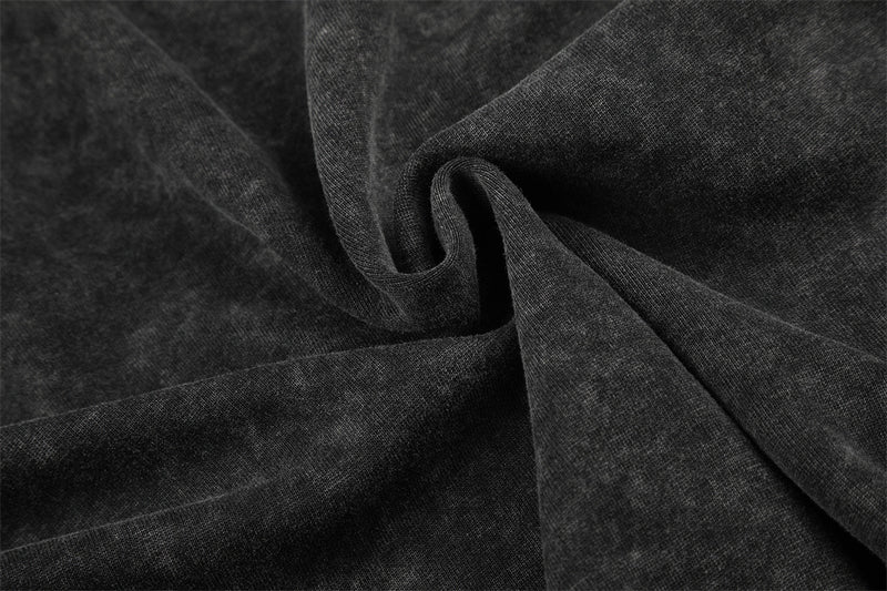 Sudadera con cremallera y lavado ácido con tachuelas piramidales – Estilo heavy metal extragrande