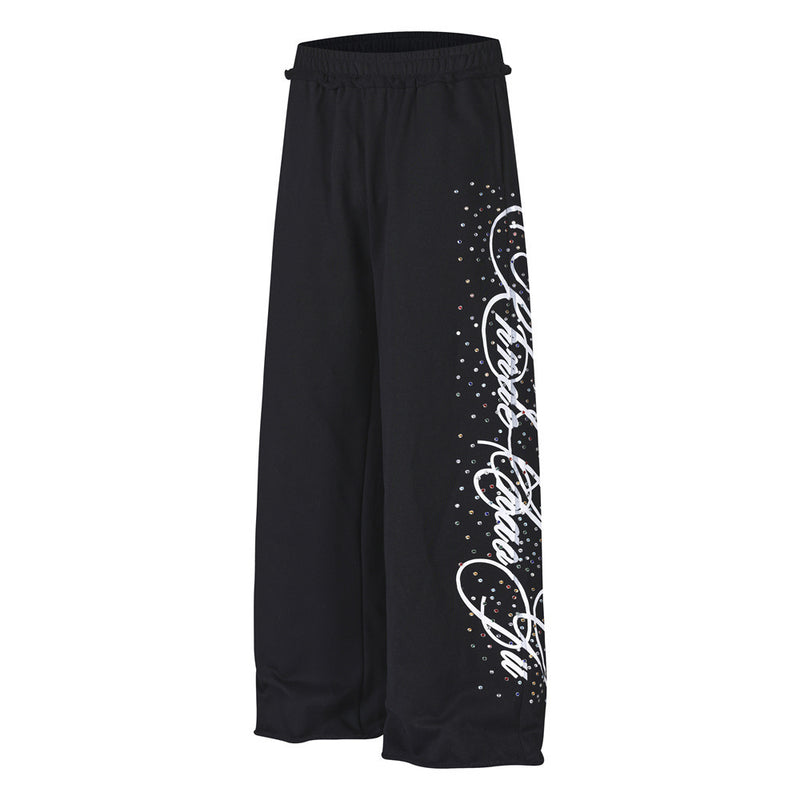 Wide-Leg Sweatpants with Rhinestone Script Graphic – Men's Relaxed Fit