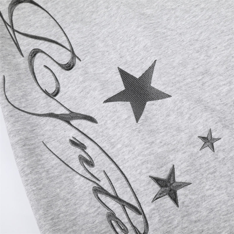 Star Embroidery Colorblock Wide-Leg Sweatpants – Oversized Baggy Street Style