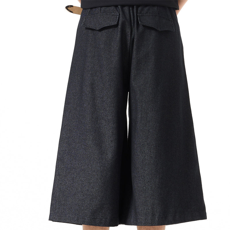Wide-Leg Pleated Cropped Shorts with Belt – Men's Relaxed Fit