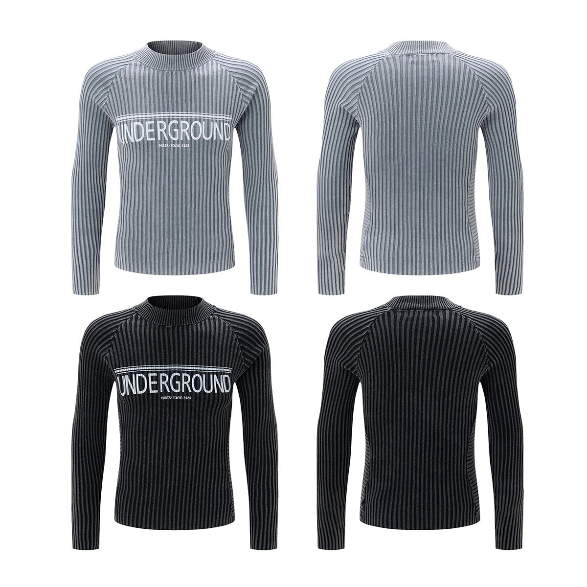 Underground Ribbed Crew Neck Sweater – Washed Slim-Fit Knit Top