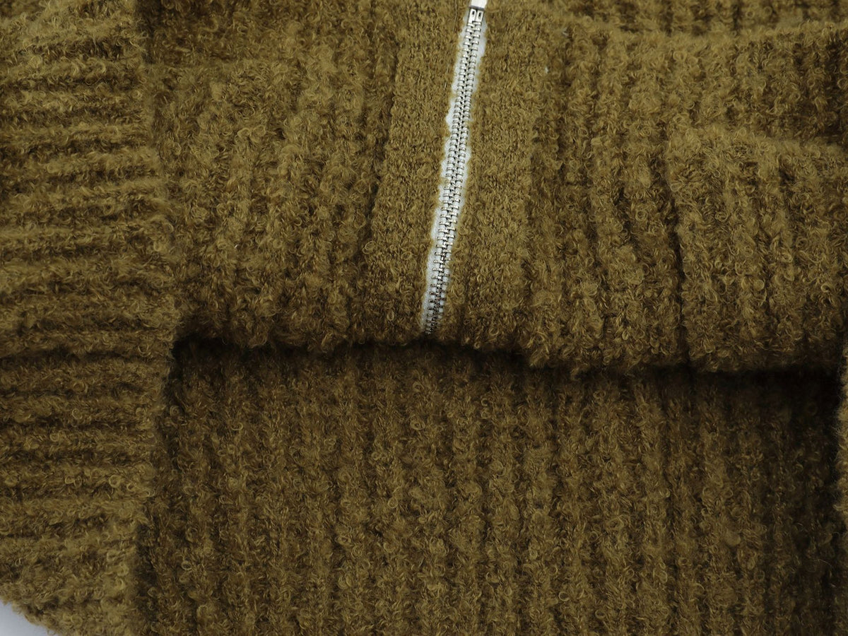 Sweater Zip Up Hoodie Bear Ear Knit Cardigan with Front Pockets