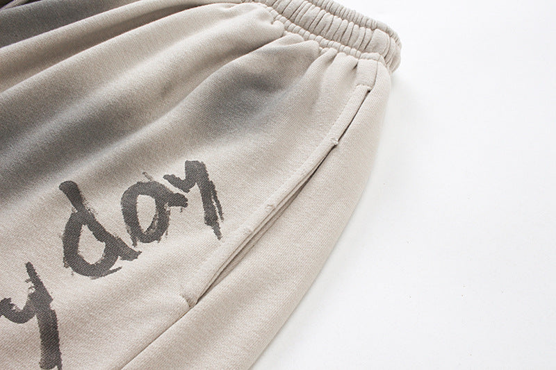 Herren Baggy Shorts im 90er-Stil – gewaschene Graphic-Sweatshorts mit Relaxed Fit und fünf Taschen