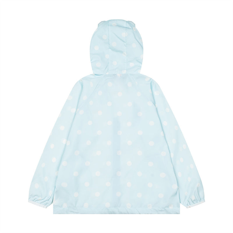 Polka Dot Hooded Windbreaker Jacket – Unisex Oversized Lightweight Outdoor Coat