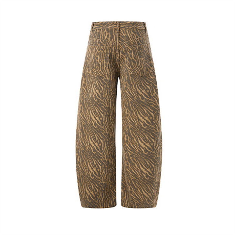 Wide-Leg-Cargohose mit Tigerstreifen – Oversize-Vintage-Streetwear-Hose