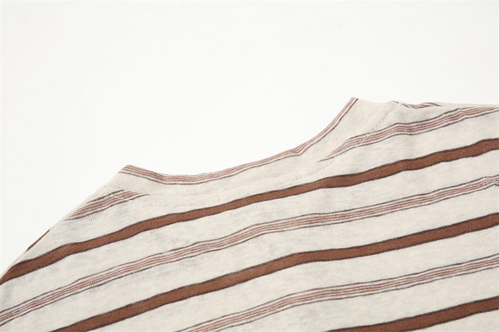 Men's Striped Long Sleeve Henley T-Shirt – Relaxed Fit