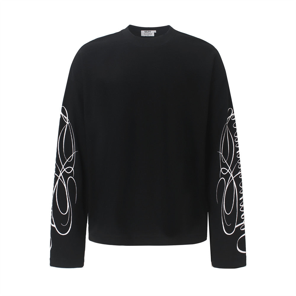 Leopard Print Long-Sleeve Shirt with Sleeve Script & Swirl Graphics