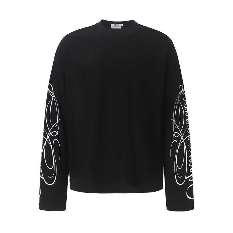 Leopard Print Long-Sleeve Shirt with Sleeve Script & Swirl Graphics