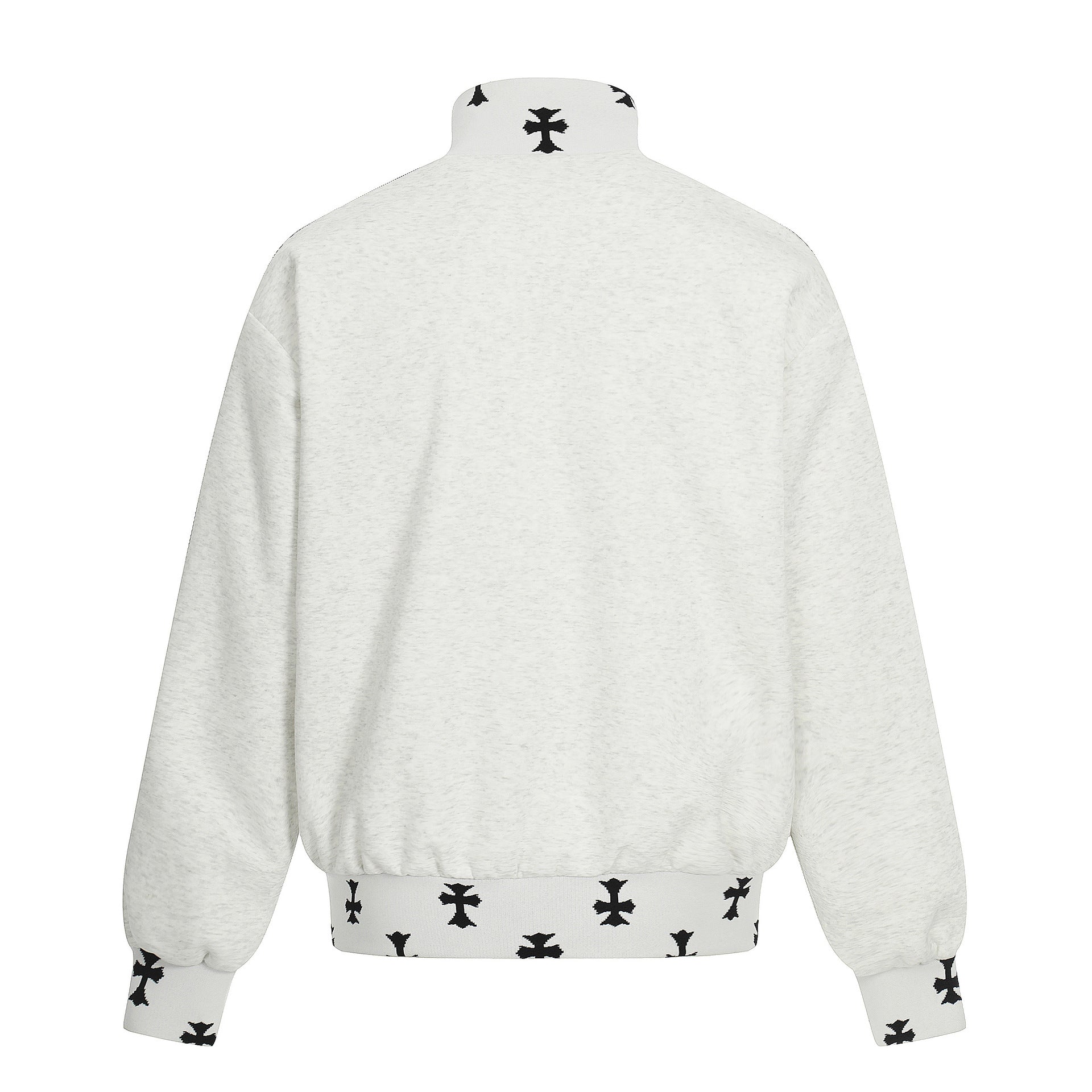 Veste de survêtement noire Black Energy à col montant et zip intégral, manches rayées et croix imprimée