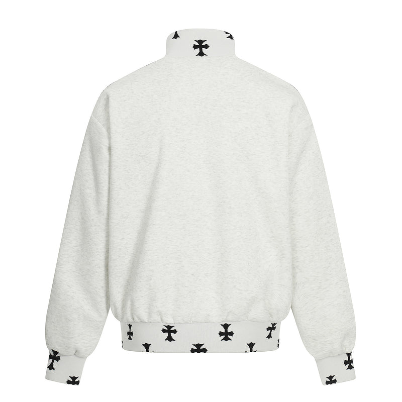 Veste de survêtement noire Black Energy à col montant et zip intégral, manches rayées et croix imprimée