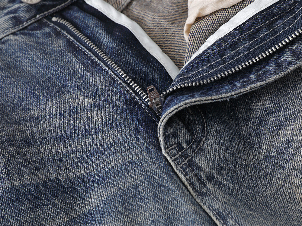 Men's Wide-Leg Baggy Jeans – Vintage Washed Straight Fit Denim