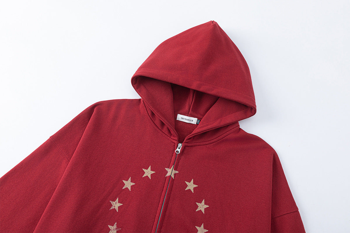 Hoodie zippé Loyal to the Stars – Motif étoiles vintage délavé