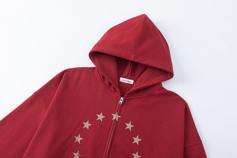Hoodie zippé Loyal to the Stars – Motif étoiles vintage délavé
