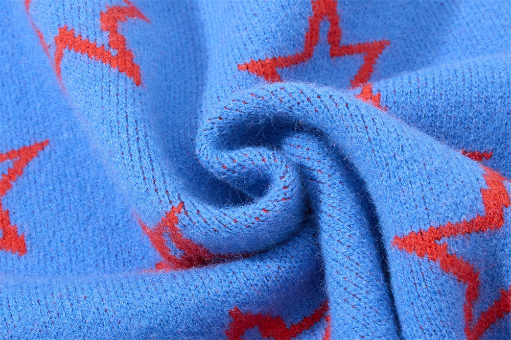 Gilet en maille à motif étoiles intégral – Coupe décontractée boutonnée