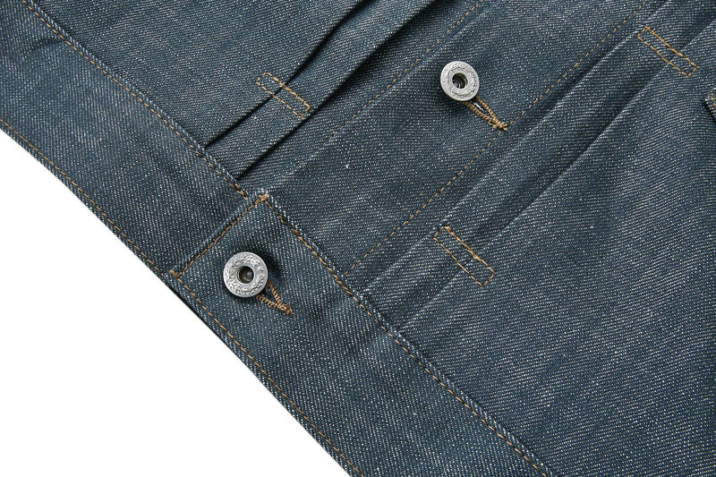 Veste boxy en jean délavé – Plis poitrine, col italien, coupe workwear raccourcie