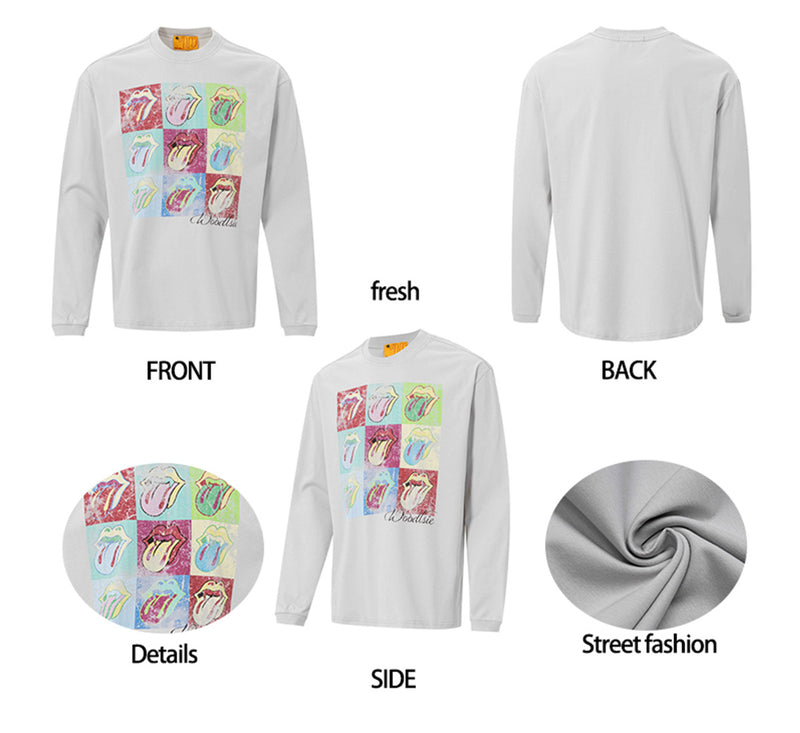 T-shirt manches longues graphique avec imprimé rétro pop art de langue