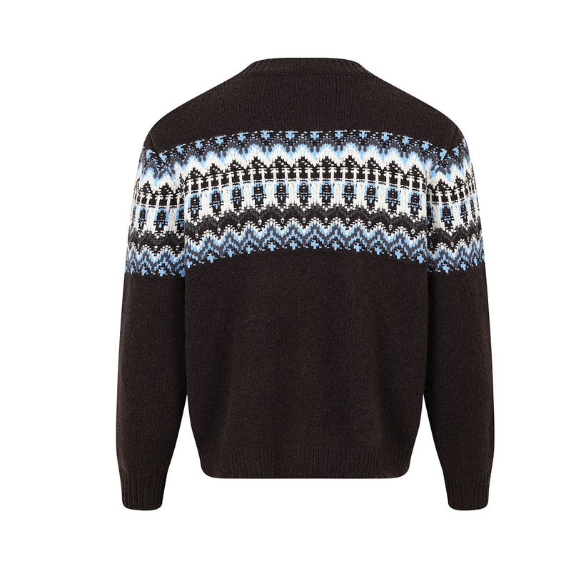 Fair Isle Jacquard Knitted Crew Neck Sweater – Vintage American Style