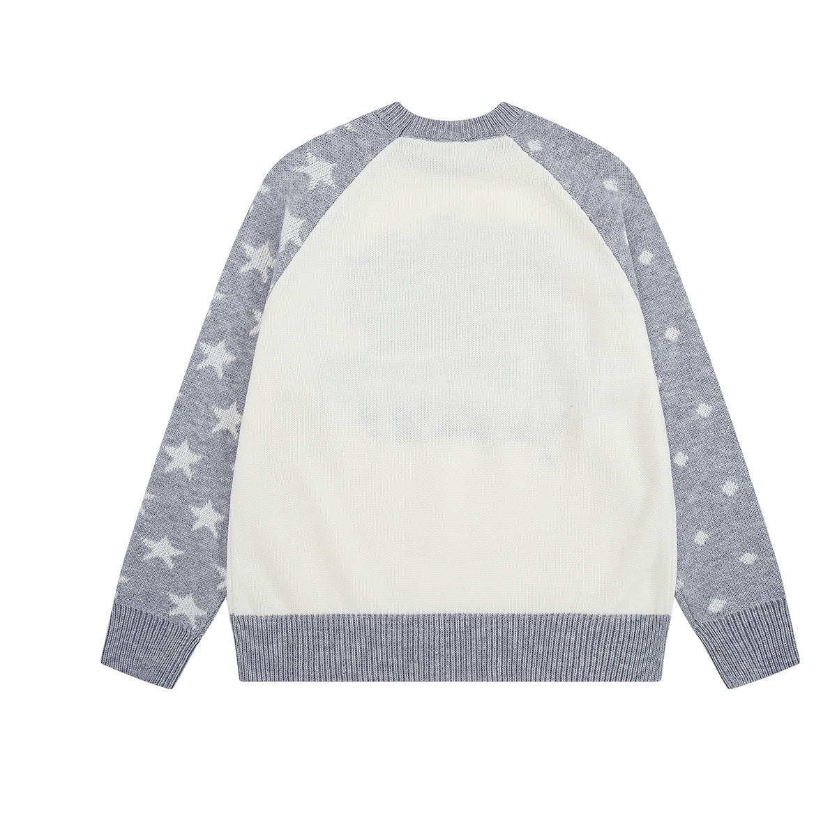 Pull marron à col rond – Maille color-block chats cartoon et étoiles