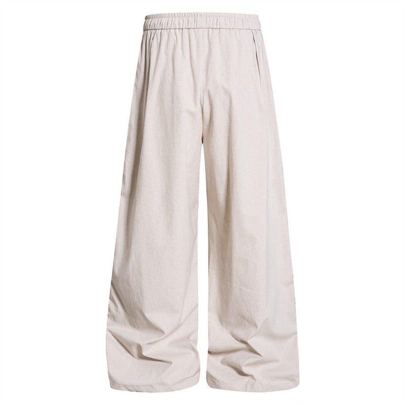 Pantalon de survêtement wide leg – Triple bande latérale, taille élastique à cordon