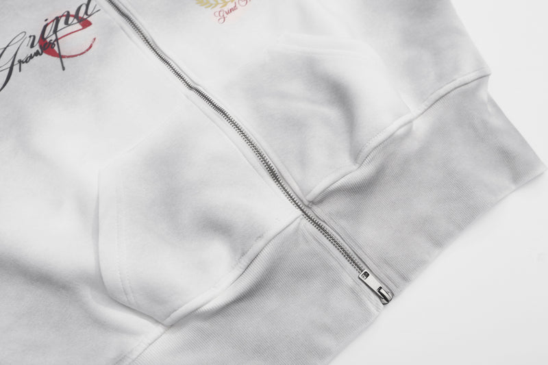 Grunge-Zip-Hoodie – Vintage-Washed-Crop-Streetwear-Zip-up mit Script
