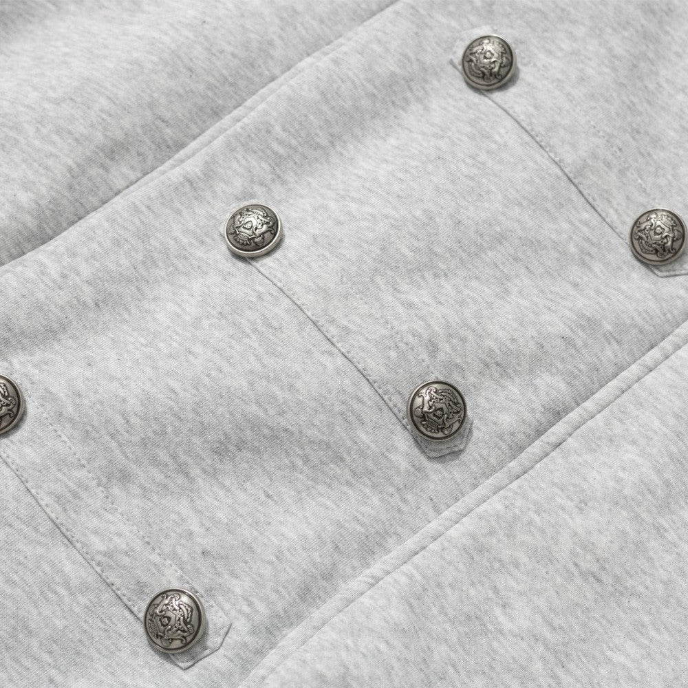 Men's Double-Breasted Stand-Collar Fleece-Lined Jacket